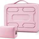 DOMISO Laptop Hard Case 14-14.4 inch Waterproof Shockproof Hard Shell Laptop Sleeve with Handle & Storage Pocket, Compatible with MacBook, HP, Dell,Pink