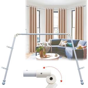 Bay Window Curtain Rods, 36-160" Heavy Duty Corner Curtain Rod, Adjustable DIY Design for Center and Side Rods,U-Shape 1 inch Drapery Rod Set with Brackets for Windows - White