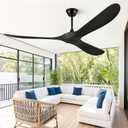 60" Ceiling Fans Without Light, Solid Wood Ceiling Fan with Remote Control and Quiet DC Motor, Ceiling Fan no Light 3 Blades, Outdoor Ceiling Fans for Patios without Lights