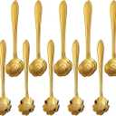 24PCS Gold Espresso Coffee Spoons, 5 Inch Stainless Steel Small Spoon for Dessert, Tea, Demitasse Stirring, Soup, Kitchen, Cafe or Bar