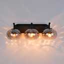 23" Matte Black Vanity Light Smoked Hammered Glass Wall Sconce 3-Light Grey Lampshade Wall Lamp for Hallway Living Room Stairwell Bathroom Over Mirror