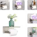 NearMoon Toilet Paper Holder with Shelf, Heavy Duty Bath Toilet Roll Holder with Phone Shelf Tissue Hanger for Bathroom/Kitchen No Drill or Wall Mounted(304 Stainless Steel, Brushed Nickel)