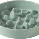 Ceramic 3.2 Cup Dog Bowl Slow Feeder, 9.5 inch Slow Pet Food Dish for Large Dog, Stop Bloat, Preventing Choking(Single Bowl, Light Green)