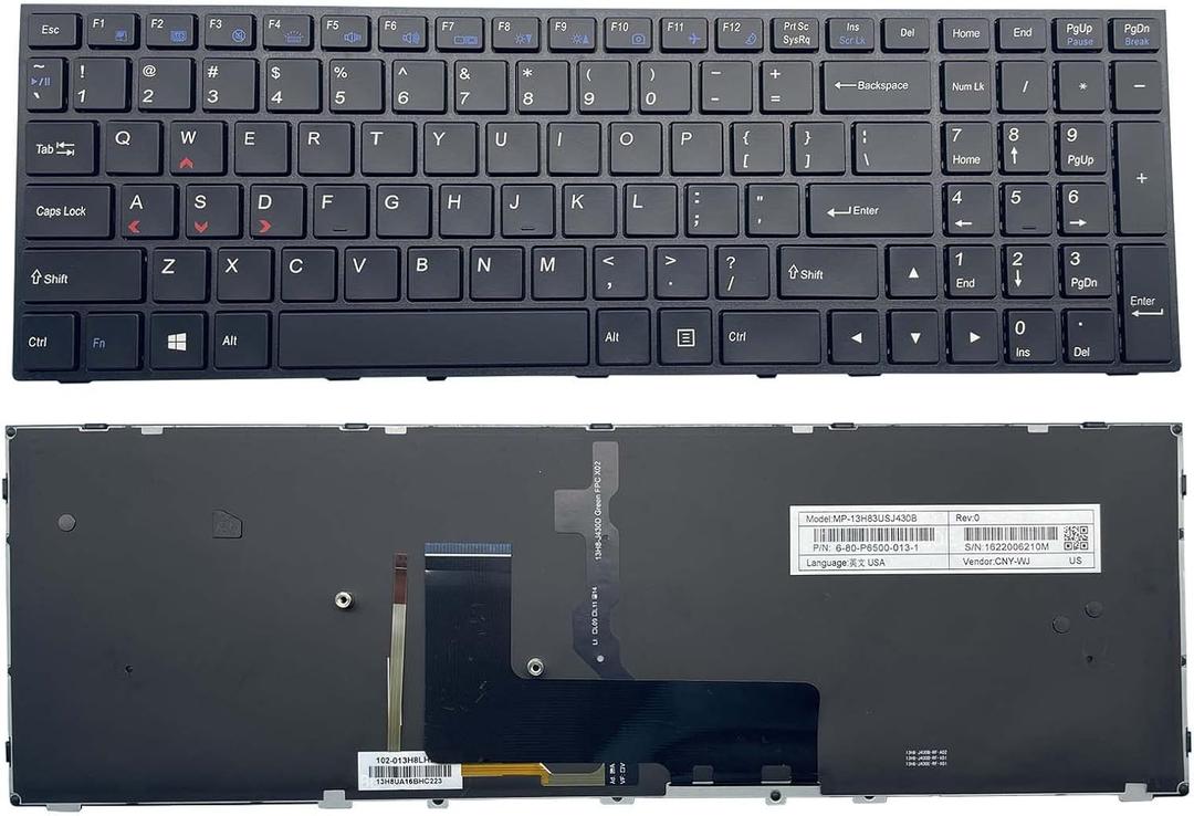 USA US Layout New Laptop Keyboard for Clevo Sager P650 P650SE P655SE NP8652 NP8650 NP8670 NP8671 MP-13H83USJ430B 6-80-P6500-013-1 Black Framed Backlight