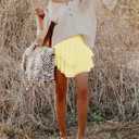 Aoudery Flowy Shorts for Women Casual Boho Ruffle Tiered Skorts High Waist Mini Skirts Golf Tennis Crochet Shorts (Yellow, L)