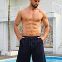 Mens Shorts Casual for Summer Beach Cotton Drawstring Stretch Twill Chino Golf Shorts Elastic Waist with Pockets (Blue, XXL)