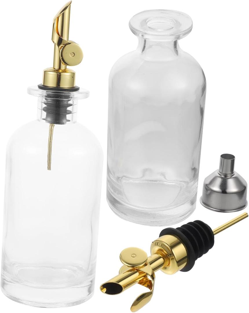 1 Set Olive Oil Dispenser Bottle Glass Kitchen Oil and Vinegar Dispenser with Precise Pouring Control for Cooking Frying and Salad Dressing Housewarming present