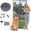 Magnetic Screen Door Mesh - Blocks Debris Let Breeze in, Fits Front & Sliding Doors (Gray, 38 x 97 in)
