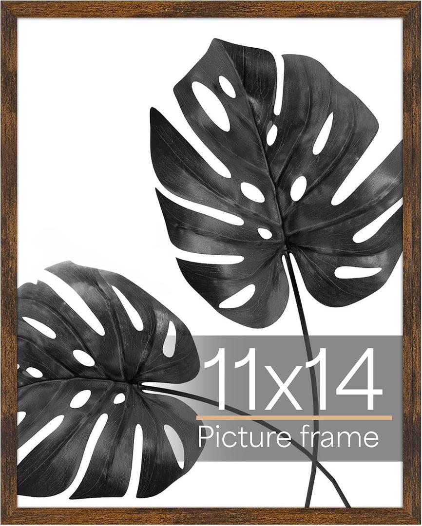 Giftgarden 11x14 Picture Frame Rustic Brown, 11 by 14 Thin Photo Frame for Wall Tabletop Display, Single