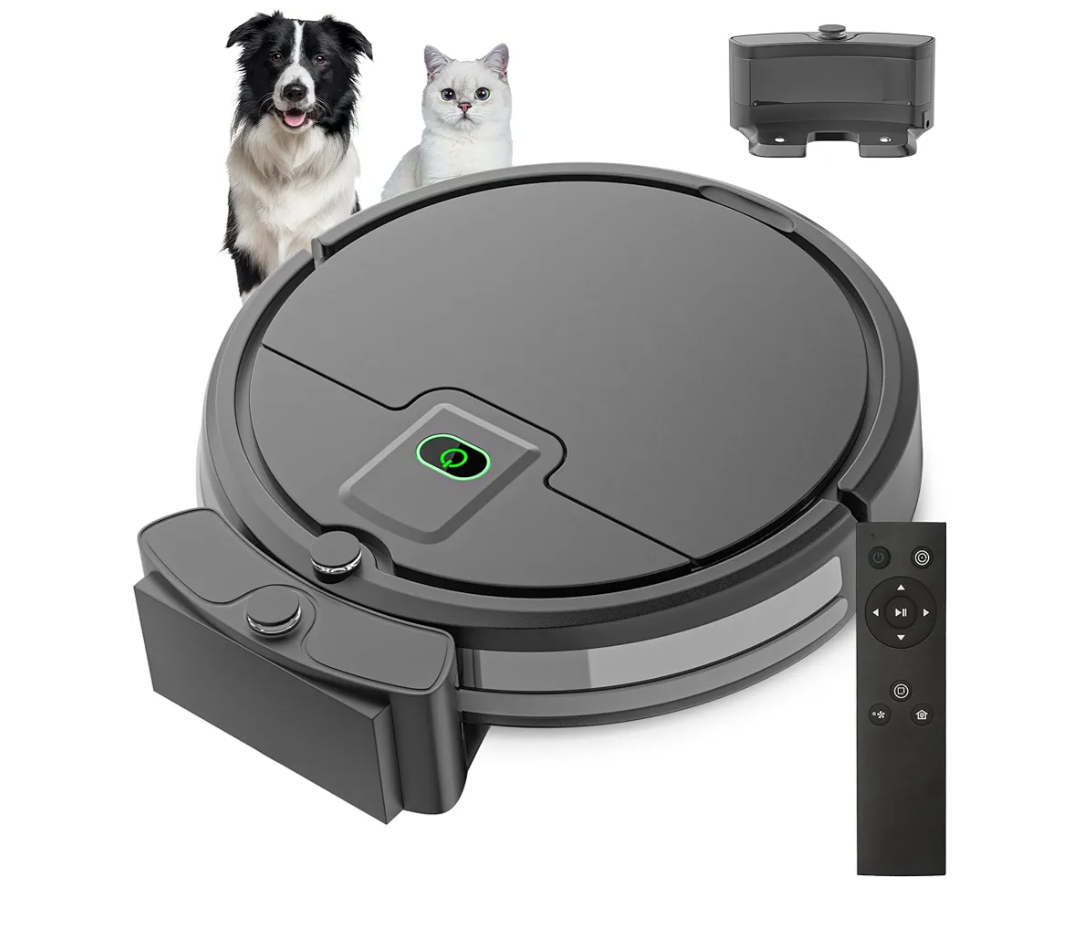 Robot Vacuum, Tangle Free Robot Vacuum Cleaner,2900Pa Suction Robotic Vacuum Cleaner with Remote Control,Automatic Self-Charging,Long Run Time,Slim&Quiet for Low Carpet Pet Hair (Black)
