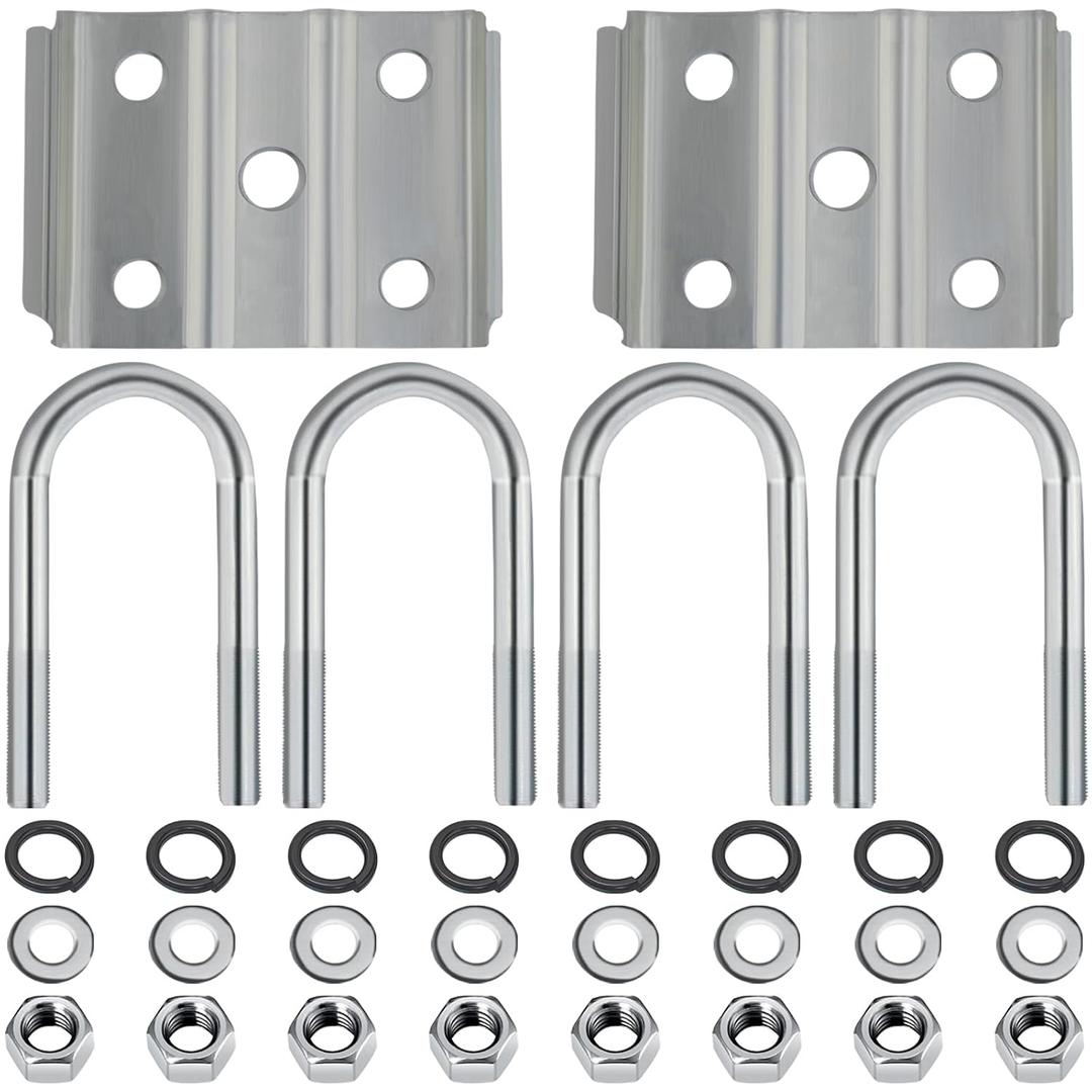 iBroPrat 2 3/8 Inch Trailer Axle U Bolt Kit for 3500lbs 2-3/8" Round Axle 1-3/4" Leaf Springs 1 Set