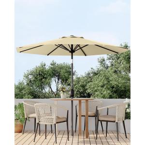 10FT Outdoor Patio Umbrella,Table Market Umbrella with Push Button Tilt and Crank, 8 Sturdy Ribs UV Protection Waterproof for Garden, Deck, Backyard, Pool (Beige)