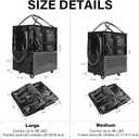 Reusable Grocery Bag On Wheels, 70L Foldable Shopping Rolling Tote Bag with 6 Pockets, Shopping Trolley Cart with Zippered Top & 3-Way Handles, Lightweight for Moving, Camping, Travel, Medium, Black