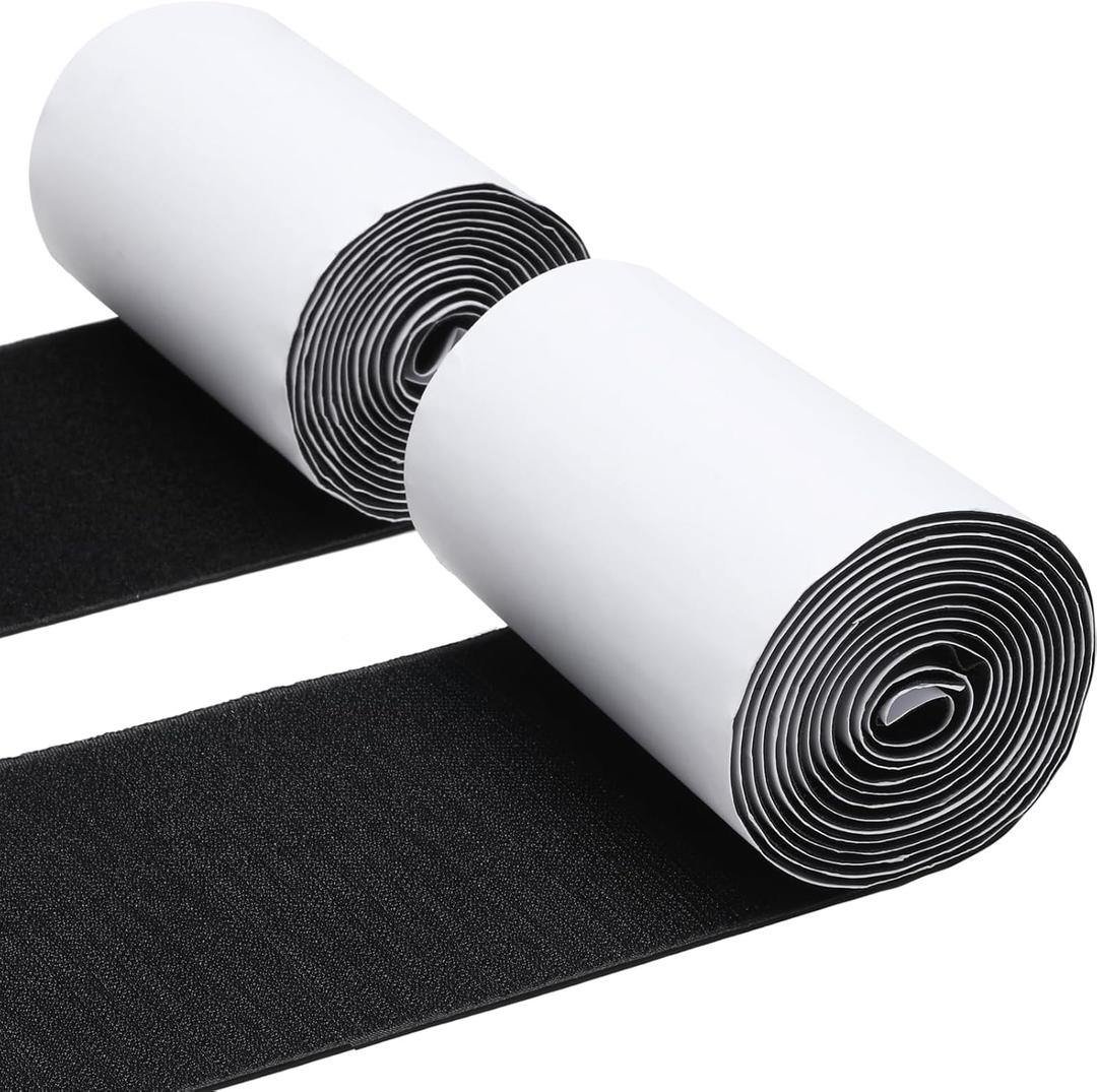 4.4 Inches x 7 Feet Strong Sticky Back Heavy Duty Hook and Loop Tape with Adhesive, Non-Slip Couch Cushion Grip Accessories, Double Sided Strip Roll to Prevent Sliding, Black