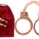 HISET Metal Handcuffs with Two Skull Keys - Prop Toy Handcuffs (Rose Gold)
