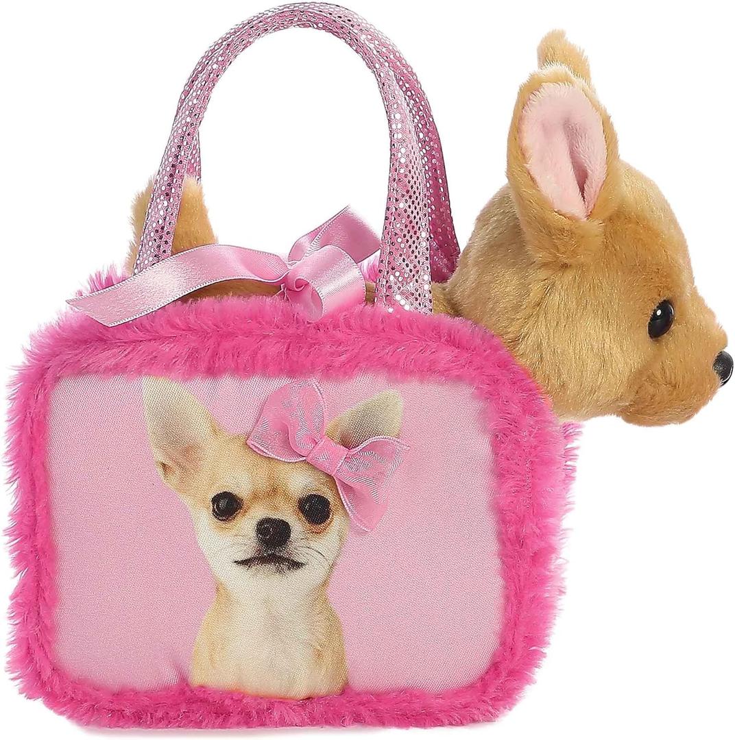 Aurora Fashionable Fancy Pals Pretty in Pink Stuffed Animal - Mini Plush with Purse for Dress Up Fun - Perfect for Kids 3+ Years, Costumes, and Birthdays - Multicolor 6.5 Inches