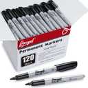 Permanent Markers Bulk, 120 Pack Fine Tip Black Permanent Markers, Waterproof Markers, Premium Smear Proof Pens, Quick Drying, Office Supplies for School, Office, Home