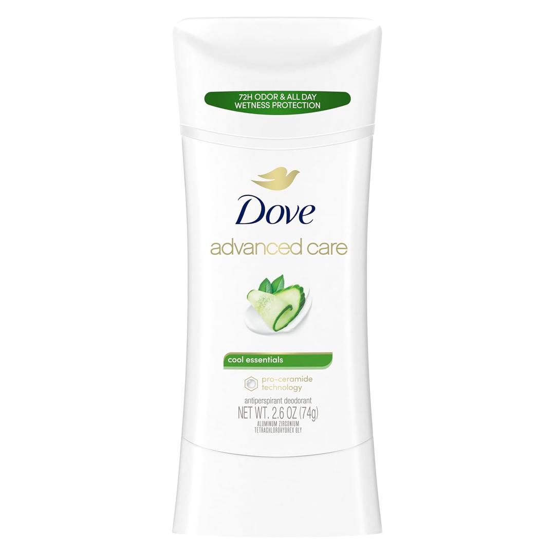 Dove Advanced Care Antiperspirant Deodorant Stick Cool Essentials for Helping Repair Skin Barrier After Shaving, with 72-Hour Sweat & Odor Protection, 2.6 oz (2.6 Ounce (Pack of 1))