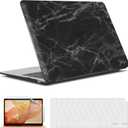 IBENZER Compatible with New MacBook Air 13 inch case 2022 2021 2020 M1 A2337 A2179 A1932, Hard Shell Case&Keyboard Cover&Screen Film for Mac Air 13 with Touch ID (2018-2022), Black Marble, AT13-BKMB+2
