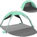 Beach Tent Sun Shelter for 34 People, UPF 50+ Beach Tent with Breathable 4-Door Design, 8.0mm Fiberglass Poles, Portable Sun Shade Canopy for Camping & Outdoor  Green