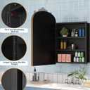 20"x30" LED Bathroom Medicine Cabinet with Mirror and Lights, Bronze Hand-Painted Baroque Bathroom Storage with Mirror, Recessed / Wall Mounted, Dimmable 3 Color Lighting Anti-fog ( with 1 Organizer)