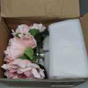 Hollyone Light Pink Peonies Artificial Flowers with Vase Faux Flowers Peony Fake Flowers Silk Flower Arrangements in Glass Vase with Faux Water for Bathroom Table Centerpiece Shelf Home Decor