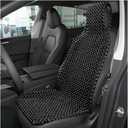 Natural Wood Beaded Seat Cover, Cool & Breathable Back Massaging Cushion for Front Seats, Automotive Seat Mat to Keep Back from Getting Sweaty While Driving, Car Accessories (Black)