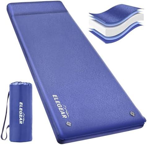 Elegear Self Inflating Sleeping Pad, 3.18'' Ultra-Thick Memory Foam Camping Pad with Pillow, 20s Fast Inflating Camping Mattress Pad, 4-Season Insulated Camp Sleeping Mat for Camping/Travel/Tent/Car