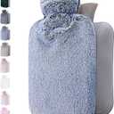 Qomfor Hot Water Bottle with Soft Cover - 1.8L Large - Classic Hot Water Bag for Pain Relief, Neck and Shoulders, Feet Warmer, Menstrual Cramps, Hot and Cold Therapy - Great Gift for Women - Blue
