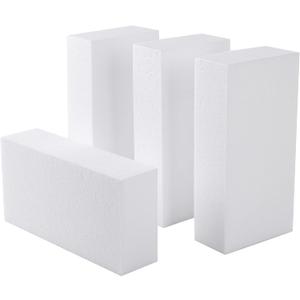 AMZQNART 4 Pack Craft Foam Blocks, 8x4x2 Square Polystyrene Foam Bricks for Art Sculpting, Flower Arrangements, Sculpture, Modeling, School and Home DIY.