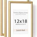 Natural Oak 12x18 Picture Frames Mat to 9x12 Picture Display Set of 3,Original Wood Handcrafted 12x18 Wooden Certificate Frame with Tempered Glass Graduation Family Wedding Photo Wall Mounted