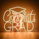 Congrats Grad LED Neon Sign, Graduation Party Decor, 16.512.6 Inch Warm White Grad Light Up Letters, Adjustable Congrats Graduation Sign, Dorm Room Backdrop, Celebration Gift for Class