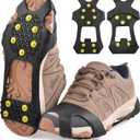 Ice Cleats Snow Traction Cleats, 10-Studs Walk Traction Cleats Crampons for Walking on Snow and Ice Anti Slip Rubber Walking Cleats Slip-on Stretch Footwear for Women Men Kids (Large(7-9.5 Men/8.5-11 Women))