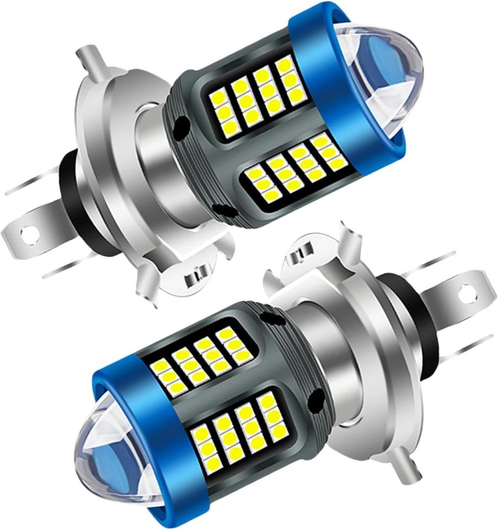 Windance 2Pack, H4 LED Bulb 1200LM 13W with Lens, Hi/Lo Beam Super Bright 12V-80V Daytime Running Light Bulbs for Motorcycles E-Bike Scooters ATV UTV Pit Bike(White, H4)