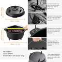 Overmont Camp Dutch Oven Pre Seasoned Cast Iron Lid Also a Skillet Casserole Pot with Lid Lifter for Camping Cooking BBQ Baking 9QT(Pot+Lid)