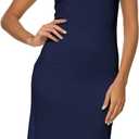 Women's Full Slips Cami Long Spaghetti Strap Under Dress (Medium, Navy Blue)
