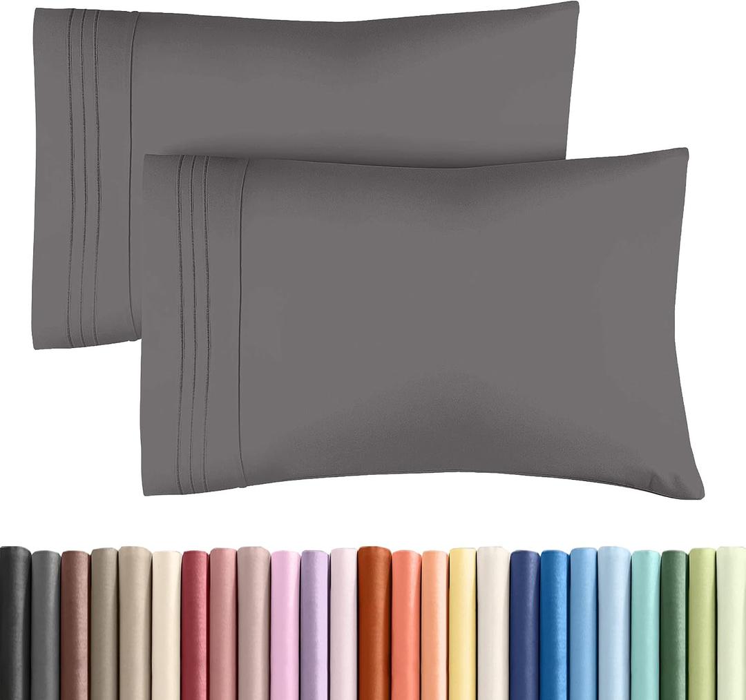 King Pillow Cases Set of 2 - Ultra Soft Hotel Quality Pillowcase Covers - Comfy, Cozy & Wrinkle Free - Shrinkage, Stain & Fade Resistant - Machine Washable Pillow Protectors - 2 Piece Set - Dark Grey