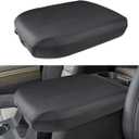 INTGET Center Console Cover for Chevy Silverado & GMC Sierra Accessories 2019 2020 2021 2022 2023 2024 2025 Leather Armrest Lid Arm Rest Box Protector (Black Stitches, Bucket Seat 19-24-All-inclusive)