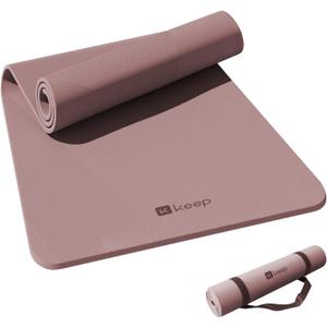 KEEP Yoga Mat, 32" Extra Wide Exercise Mat with Strap for Men and Women, 7mm Thick Double-Sided Non-Slip Eco-friendly Yoga Mat for Pilates, Workout and Fitness (Smoky Pink)