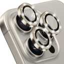 Compatible with iPhone 15 Pro & 15 Pro Max Camera Lens Protector, Bling Glitter Diamond Lens Cover 9H Tempered Glass Camera Cover Anti Scratch Shockproof Screen Protector - Natural Titanium