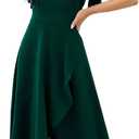 Formal Dresses for Women Gowns Evening Party Cocktail Dress,Split Elegant V Neck Wrap Ruffle Wedding Guest Dresses (Large, Dark Green)