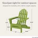 POLYWOOD AD5030LI Classic Folding Adirondack Chair, 29W x 35D x 34H, Lime, 35.65"D x 28.75"W x 36.59"H