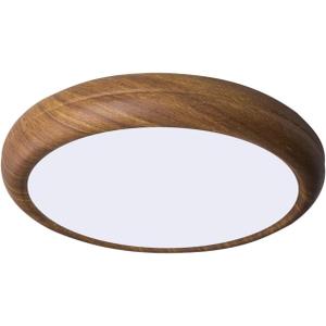 LED Ceiling Light, Modern Dimmable Flush Mount Ceiling Light Fixture, Walnut Color Low Profile Circle Ceiling Lamp for Living Room, Entryway, Bedroom, Kitchen (19.7Inch)
