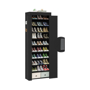 Shoe Rack with Cover, Tall Shoe Rack with Magnetic Closure Cover, 10 Tier Shoe Organizer Storage for 34-37 Pairs Shoes and Boots Large Capacity Shoe Cabinet for Closet, Entryway, Dorm, Garage