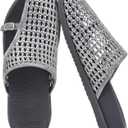 COFACE Womens Dressy Orthotic Sandals with Plantar Fasciitis Arch Support Ladies Breathable Woven Mesh Mules Lightweight Fashion Flats Sandles Comfortable Cushion Walking Slides