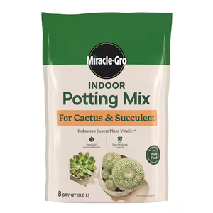 Miracle-Gro Indoor Potting Mix for Cactus and Succulent, Fast-Draining Cactus and Succulent Potting Mix with Plant Food, 8 qt.