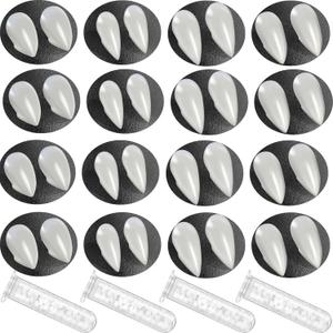 16 Pairs Vampire Teeth for Cosplay-4 Size Fake Fangs with 4 Tube Solid Adhesive for Halloween Props, Anime Party Dress Up Costume Masquerade Accessory Gift for Christmas Party