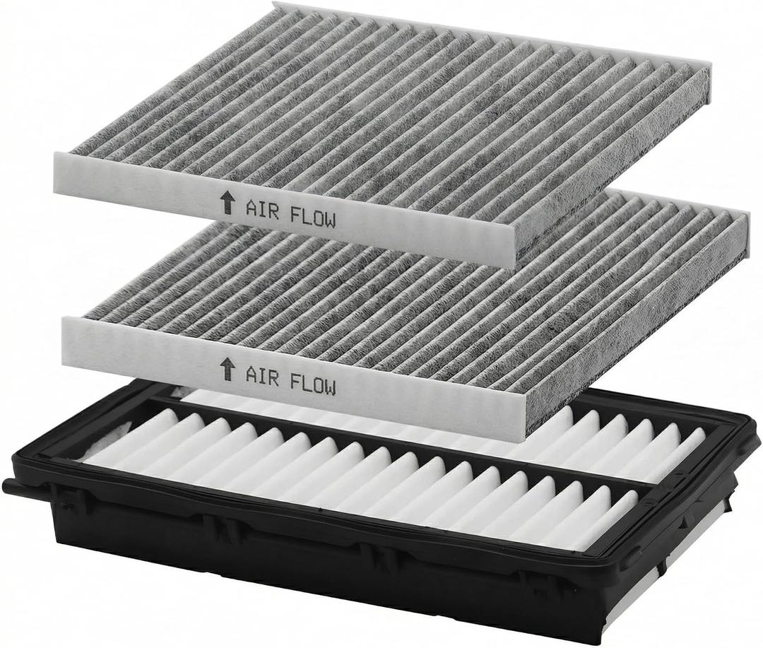 Comb Engine Cabin Air Filter Kit for Kia Carnival 3.5L 2026 2025 2024 2023 2022 (Except Hybrid) (Cabin Filters Located Rear under the Hood & Glove Box)