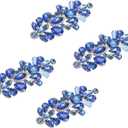 uxcell 4Pcs Rhinestone Crystal Applique, Rhinestone Iron on Patch, Hot Fix Crystal Sewing Applique for Bridal Sash Wedding Dress Shoes Bags, Light Blue (8 x 4cm / 3.15" x 1.57" (L x W))