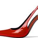 Stiletto High Heel Slingbacks for Women Patent Leather Closed Pointed Toe Pumps Slip on Elastic Strap Heeled Sandals Sexy Fashion Party Dressy Shoes, 10